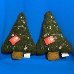NEW SET OF 2 SHERPA CHRISTMAS TREE SHAPE DECORATIVE HOLIDAY / CHRISTMAS PILLOWS